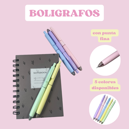 Bolígrafos pastel